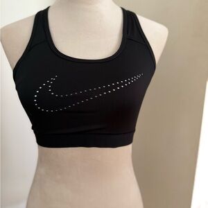 Nike Black Racerback Sports Bra with Metallic Swoosh
